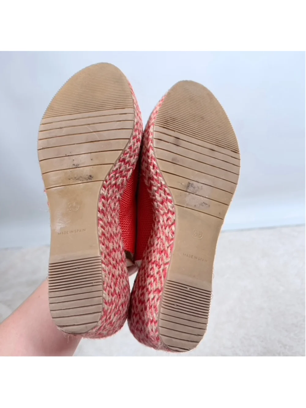 LK Bennett Orange Snakeskin Peep Toe Wedge Sandals Espadrille Size 39 - 8.5
